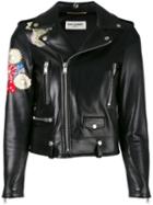 Saint Laurent - Embroidered Leather Jacket - Women - Silk/cotton/lamb Skin/cupro - 38, Black, Silk/cotton/lamb Skin/cupro