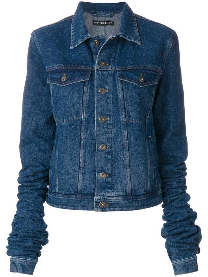 Y/project Denim Jacket With Exaggerated Sleeves - Blue