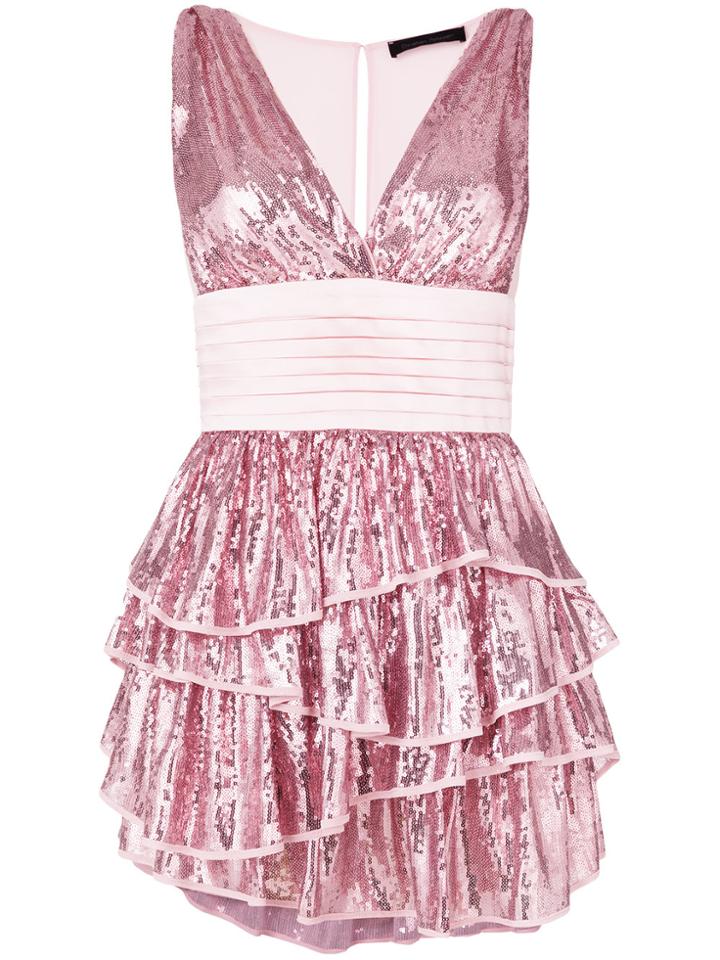 Christian Pellizzari Layered V-neck Sequin Dress - Pink & Purple