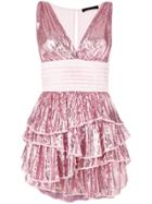 Christian Pellizzari Layered V-neck Sequin Dress - Pink & Purple