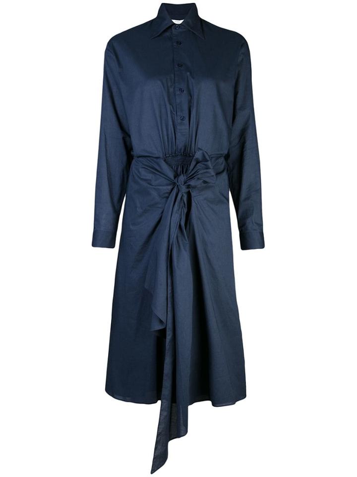 Tome Gathered Shirt Dress - Blue