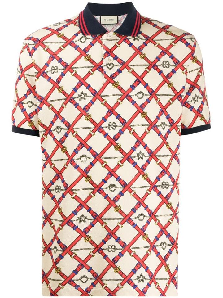 Gucci Belt Check Polo Shirt - Neutrals