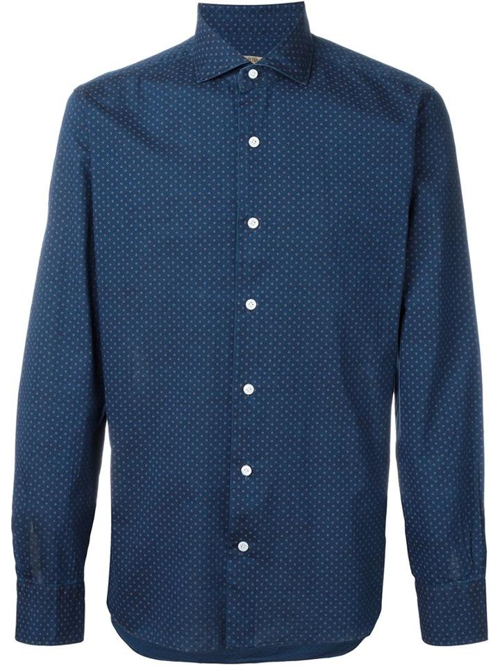 Barba Geometric Pattern Button Down Shirt