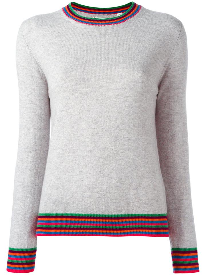 Chinti And Parker Striped Cuff Jumper, Women's, Size: Small, Grey, Cashmere