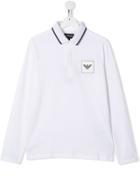 Emporio Armani Kids Teen Logo Patch Polo Shirt - White