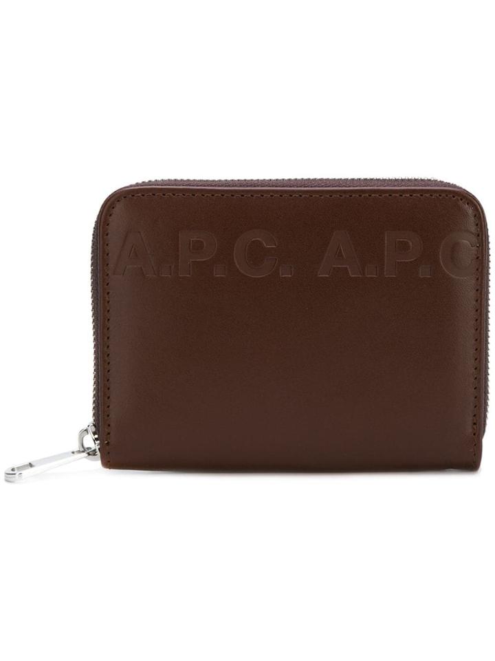 A.p.c. Logo Embossed Zip Around Wallet - Brown
