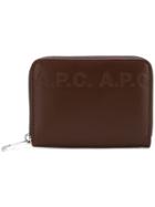 A.p.c. Logo Embossed Zip Around Wallet - Brown