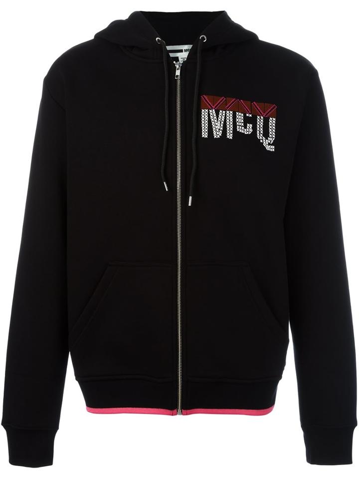 Mcq Alexander Mcqueen Stitched Logo Hoodie, Men's, Size: Small, Black, Cotton/polyester