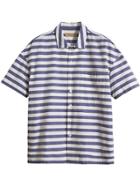 Burberry Short-sleeve Striped Cotton Shirt - Blue