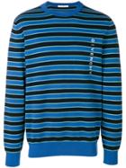 Givenchy Logo Embroidered Striped Sweater - Blue