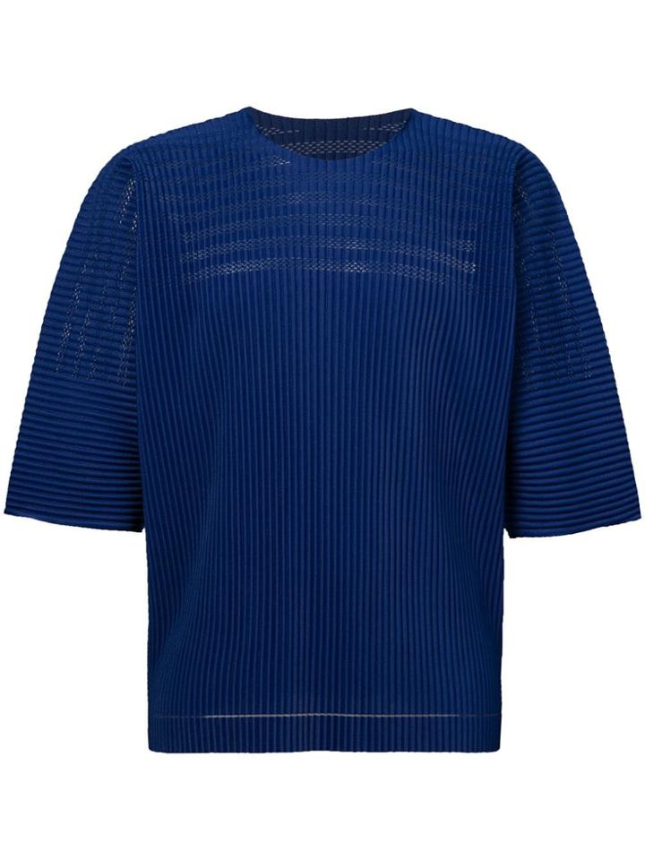 Homme Plissé Issey Miyake Short-sleeve Pleated Top - Blue