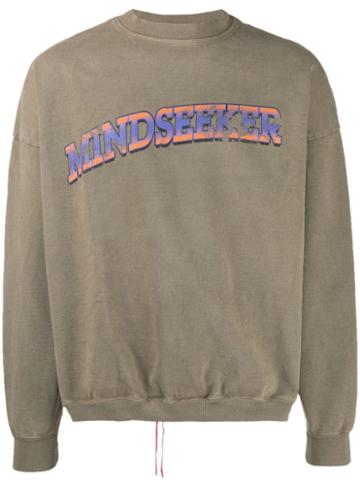 Mindseeker Logo Print Crew Neck Sweatshirt - Neutrals