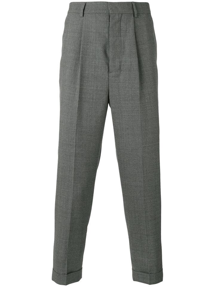 Ami Alexandre Mattiussi High-waisted Pleated Trousers, Men's, Size: 36, Grey, Polyester/wool