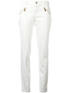 Versace Jeans Zip Pocket Skinny Jeans, Women's, Size: 28, White, Cotton/spandex/elastane