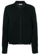 Jil Sander Ribbed Cuff Zip Front Jacket - Black