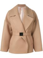 No21 - Belted Coat - Women - Polyamide/polyester/acetate/wool - 38, Brown, Polyamide/polyester/acetate/wool