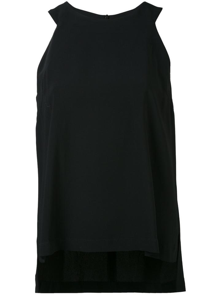 Eleventy - Round Neck Shift Blouse - Women - Spandex/elastane/viscose - 40, Black, Spandex/elastane/viscose