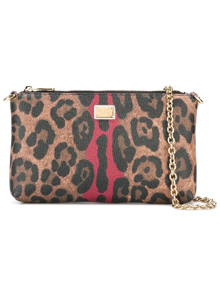 Dolce & Gabbana Leopard Print Crossbody Bag, Women's, Blue, Cotton/polyester/polyurethane