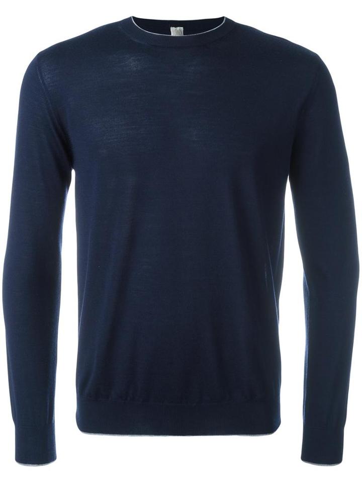 Eleventy Round Neck Jumper, Men's, Size: Xl, Blue, Silk/merino