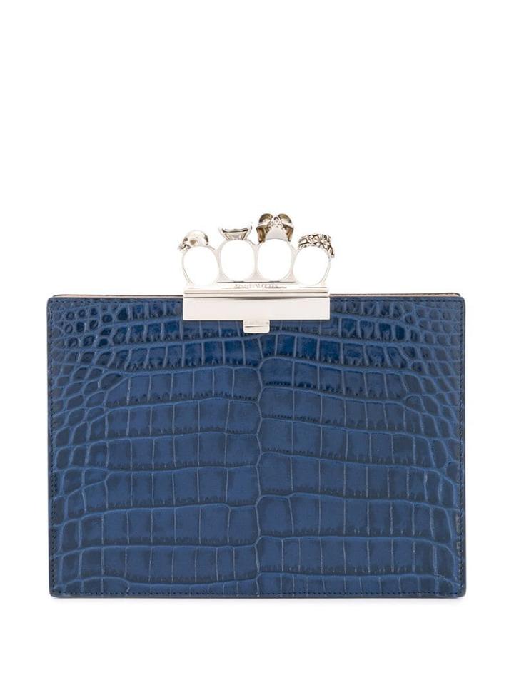 Alexander Mcqueen Knuckle Duster Clutch Bag - Blue