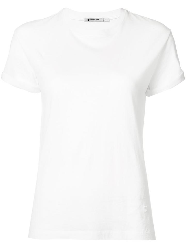 T By Alexander Wang - Cuffed Sleeve T-shirt - Women - Cotton - L, White, Cotton