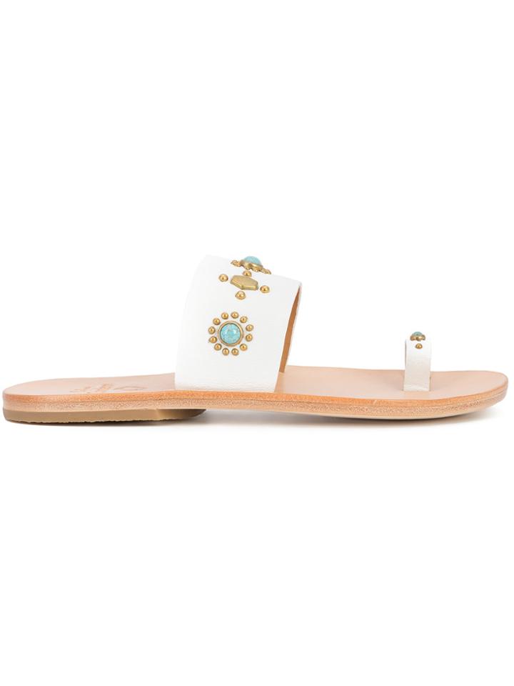 Calleen Cordero Nickle And Turquoise Embellished Sandals - White