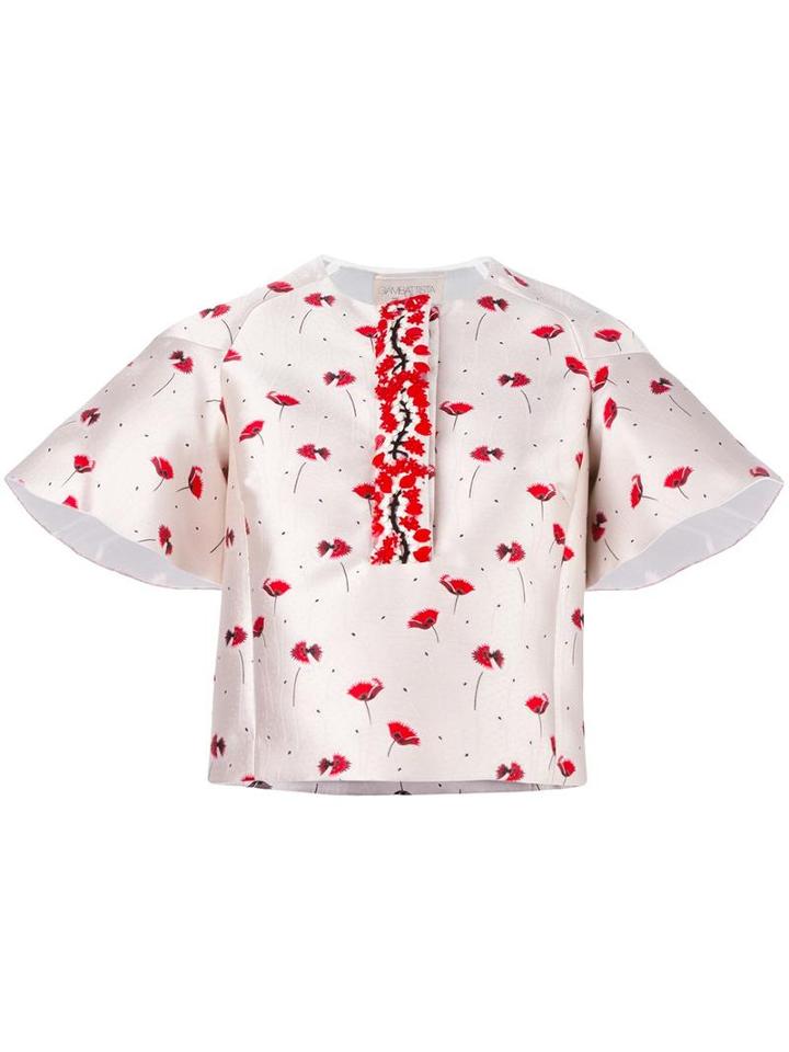 Giambattista Valli Floral Print Blouse, Size: 40, Nude/neutrals, Polyester/polyamide/silk