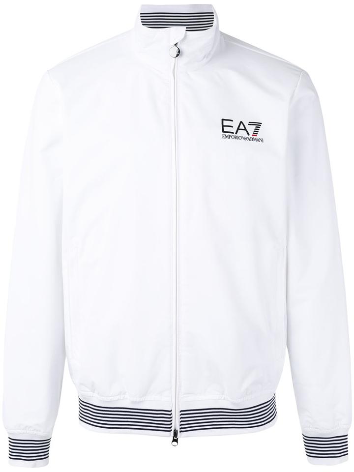 Ea7 Emporio Armani - Logo Print Bomber Jacket - Men - Polyamide/polyester/spandex/elastane - Xl, White, Polyamide/polyester/spandex/elastane