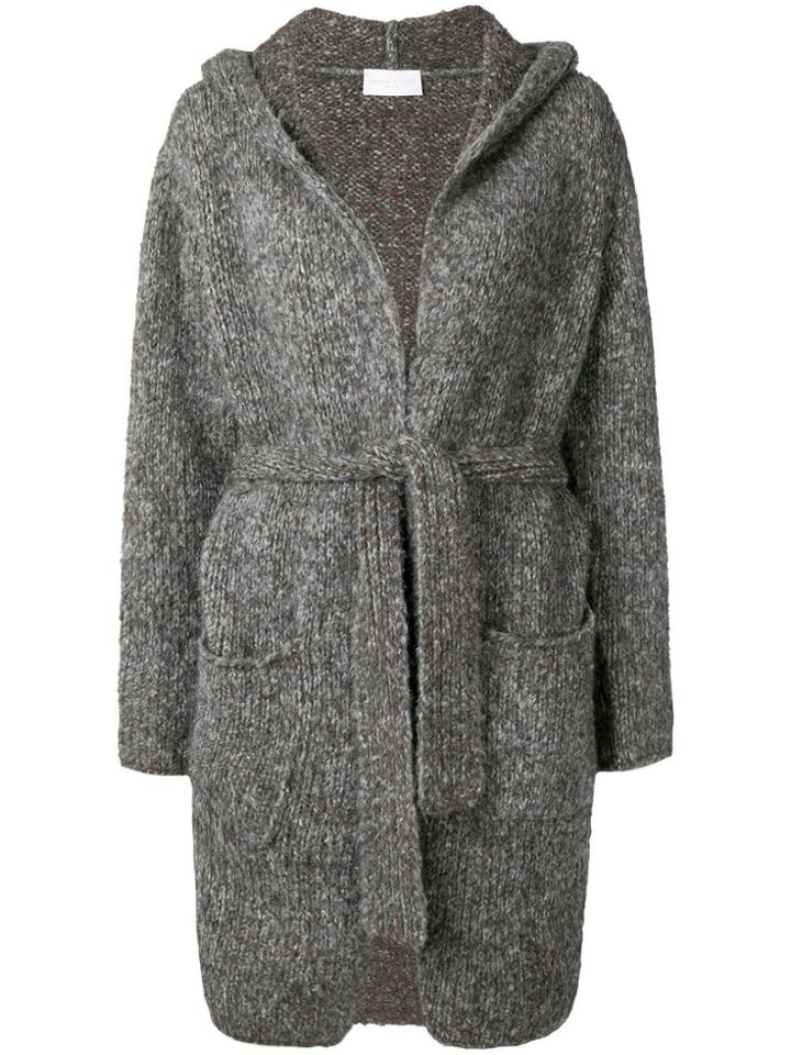 Fabiana Filippi Tie Waist Hooded Cardi-coat - Grey