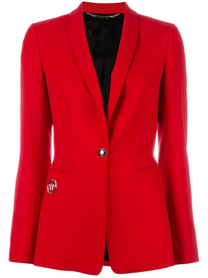 Philipp Plein Fitted Blazer, Women's, Size: Large, Red, Viscose/spandex/elastane