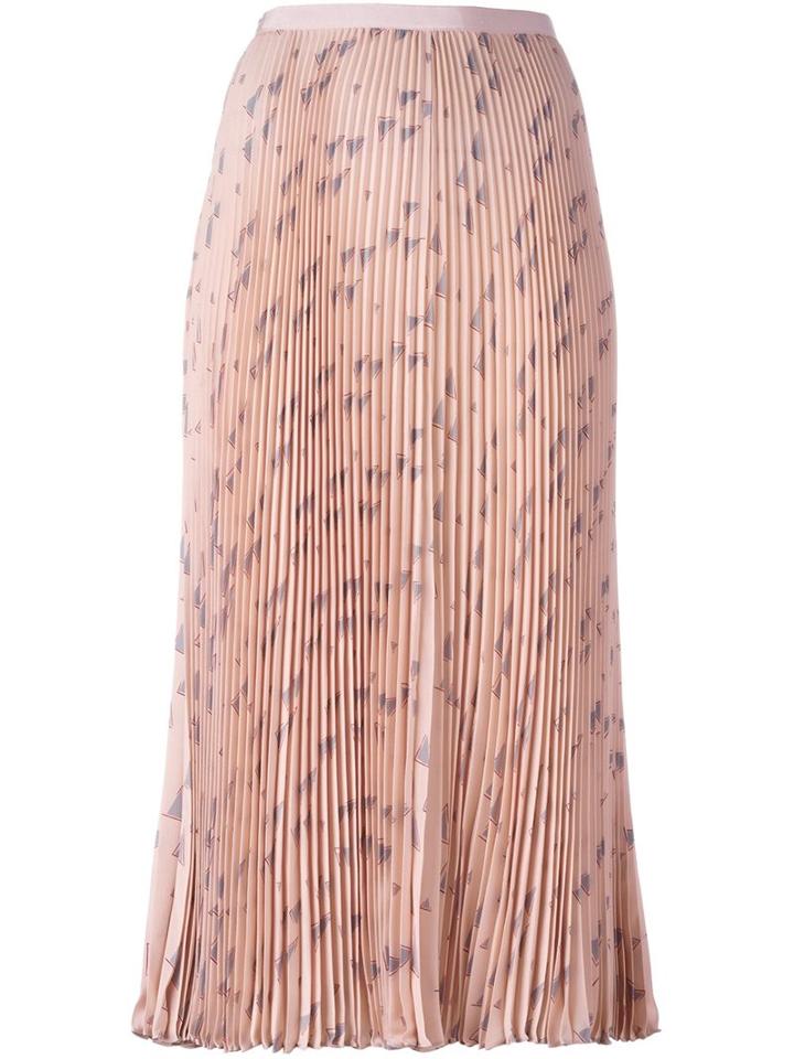 Valentino Triangle Print Pleated Skirt, Women's, Size: 44, Pink/purple, Silk