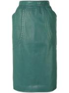 Christian Dior Vintage Leather Pencil Skirt - Green