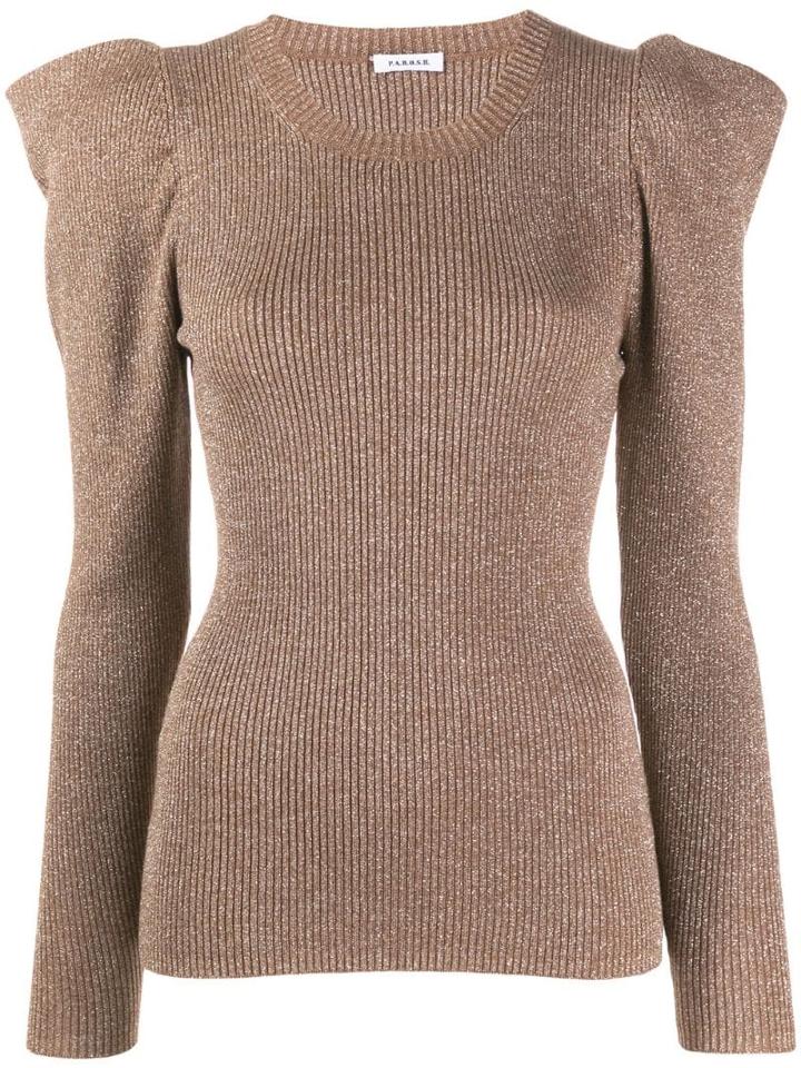 P.a.r.o.s.h. Metallic Ribbed Jumper - Brown