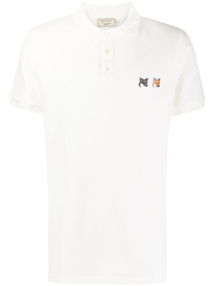 Maison Kitsuné Embroidered Fox Polo Top - White