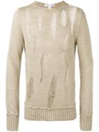 Comme Des Garçons Shirt - Destroyed Ladder Stitch Sweater - Men - Linen/flax - S, Nude/neutrals, Linen/flax