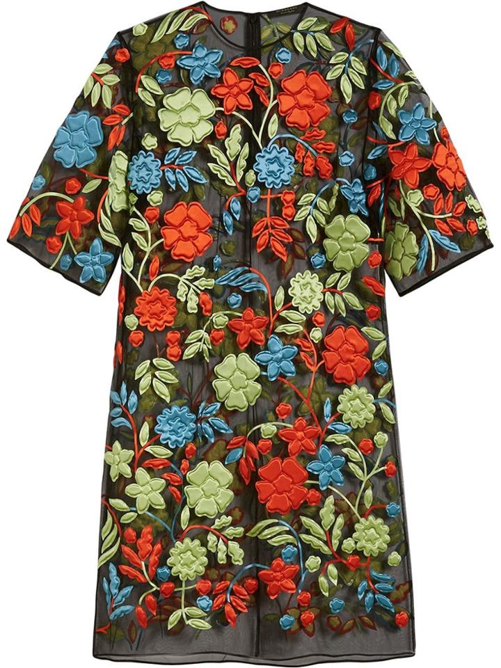 Burberry Silk-wrapped Foam Floral Appliqué Dress - Black