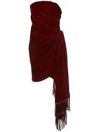 Oscar De La Renta Fringed Hanging Drape Detail Dress - Red