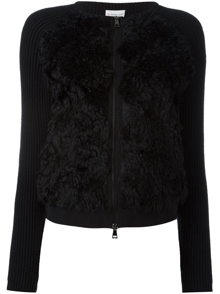 Moncler Textured Front Ribbed Cardigan - Black