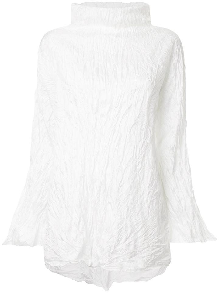 Issey Miyake Vintage High Neck Scrunched Top - White