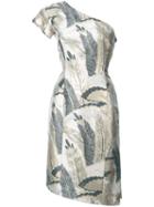 Josie Natori One-shoulder Cocktail Dress - Metallic