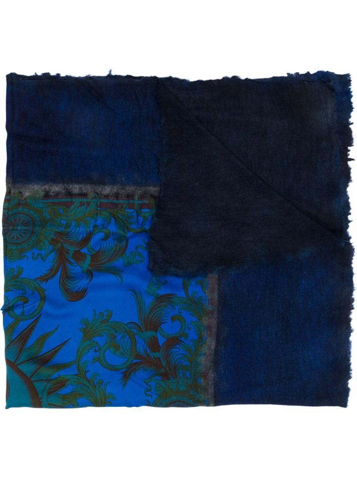 Avant Toi Baroque Print Scarf - Blue
