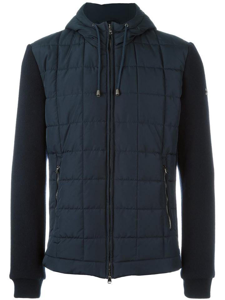 Hackett Hooded Padded Jacket, Men's, Size: Medium, Blue, Polyamide/polyester/wool