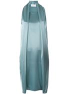 Gianluca Capannolo - Sleeveless Satin Shawl Dress - Women - Polyester/triacetate - 48, Blue, Polyester/triacetate