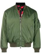 Alexander Mcqueen Painted Rose Bib Bomber Jacket - Green