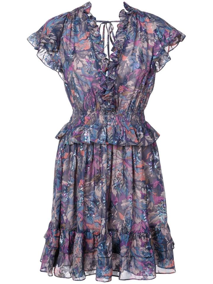 Rebecca Taylor Floral Flared Mini Dress - Purple