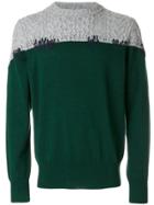Sacai Cable Knit Panel Sweater - Green