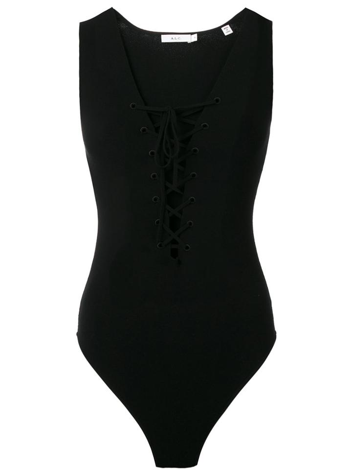 A.l.c. Laced Bodysuit, Women's, Size: Small, Black, Viscose/polyester