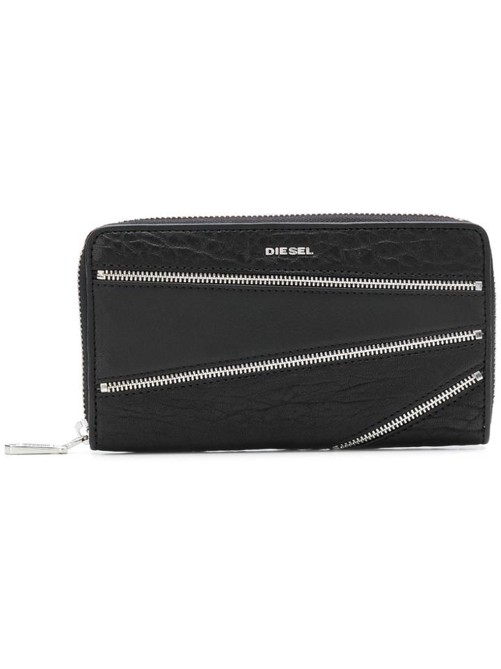 Diesel Zip-embellished Wallet - Black