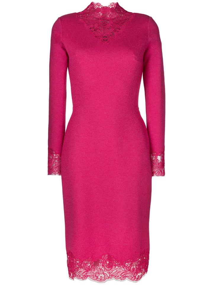 Ermanno Scervino Floral Lace Trim Dress - Pink & Purple