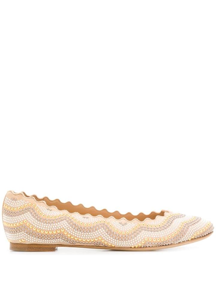 Chloé Studded Lauren Ballerinas - Gold